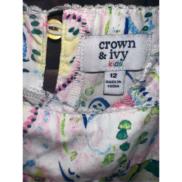 Girls Crown & Ivy Size 12 Cap Sleeve Floral Dress - Picture 3 of 5